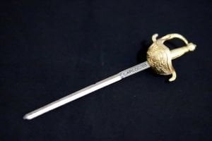 Bronz el işlemeli Toledo Carlos III kılıç Boy:17,5cm