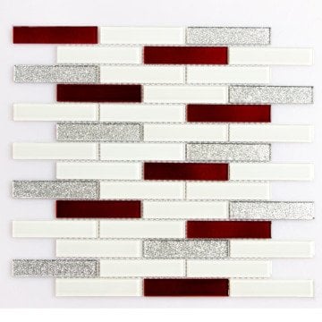Cam Mozaik Bordo Beyaz 2x10 cm