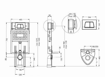 GPD Gömme Rezervuar Seti 8cm + Mat Gri Buton + Stop Valf