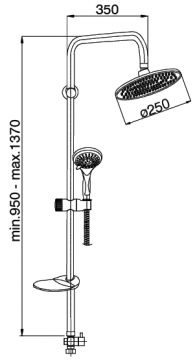 GPD Sürgülü Duş Seti (5 Fonksiyonlu el duşu+Ø250 duş başlığı) DST23