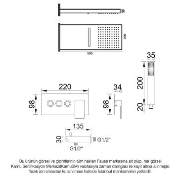 Fause Ankastre Comfort Panel Şelale Duş Seti FAU111