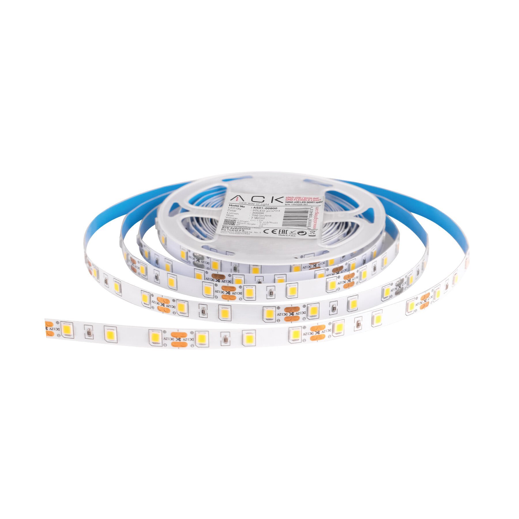 ACK  Mavi Işık 7W 4040 60 LED'li Şerit LED AS01-00806