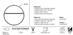 Jupiter 3000K Gün Işığı LED Bahçe Aplik LW444