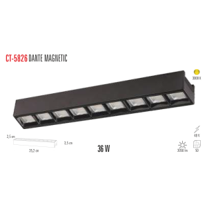 CATA 36W DANTE Magnet Led Spot SİYAH (Günışığı) CT-5826G