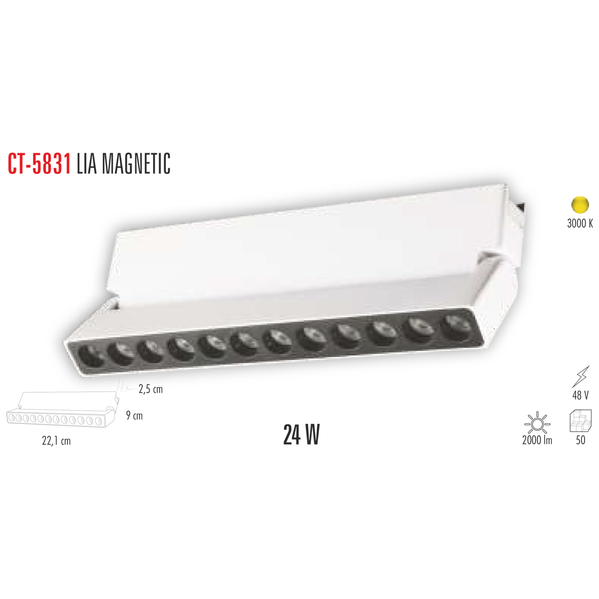 CATA 24W LIA Magnet Led Spot(Günışığı) CT-5831