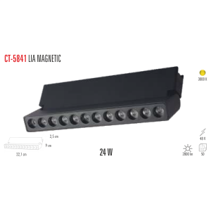 CATA 24W LIA Magnet Led Spot SİYAH (Günışığı) CT-5841G