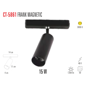 CATA 15W FRANK Magnet Led Spot SİYAH(Günışığı) CT-5861G