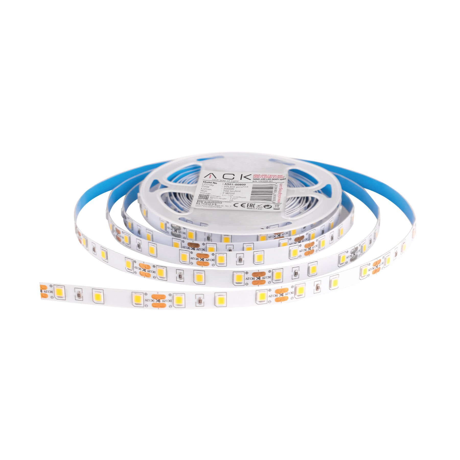 ACK 6500K Beyaz Işık 7W 4040 60 LED'li Şerit LED AS01-00803