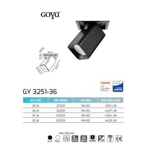 Goya 40W COB Led Mağaza Armatürü GY 3251 36 Dim