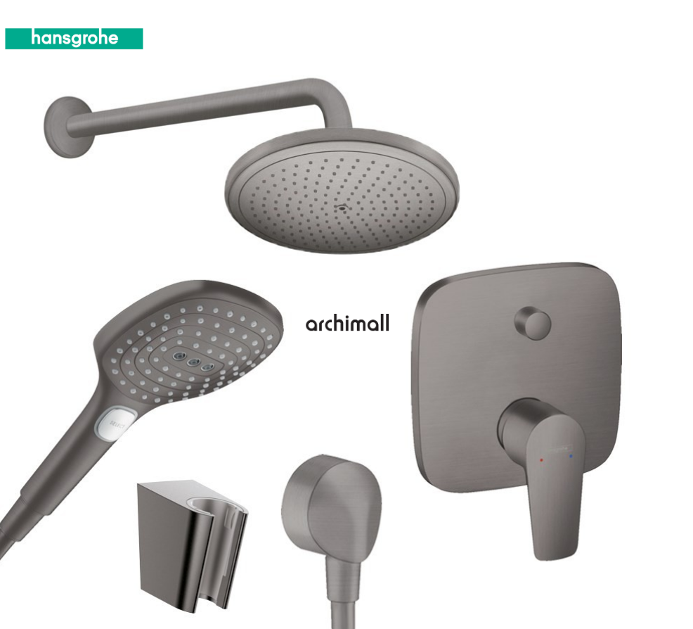 Hansgrohe Talis E Mat Siyah Krom Ankastre Banyo Bataryası Seti