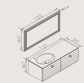 Orka Anzer 120 cm Çerçeve Aynalı Banyo Dolabı
