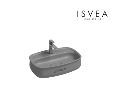 İsvea Fluido Tezgah Üstü 60 cm Lavabo Taş Gri
