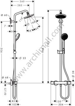Hansgrohe Croma 160 Duş Kolonu 270 mm 27135000