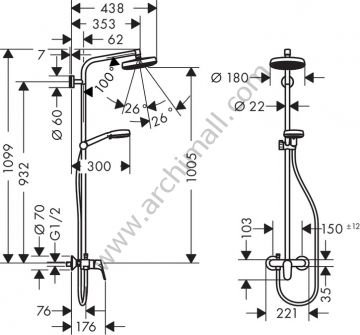 Hansgrohe Crometta 160 Bataryalı Duş Kolonu 27266400