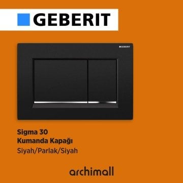 Geberit Sigma 30 Kumanda Kapağı Siyah-Parlak-Siyah
