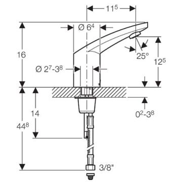 Geberit Type 185 Fotoselli Lavabo bataryası Çift Su Girişli PİLLİ 116.255.21.1