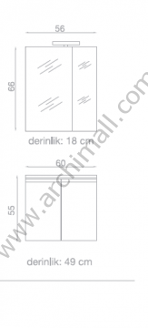 Orka Terme 60 cm Asma Banyo Dolabı