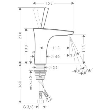 Hansgrohe PuraVida 110 Lavabo Bataryası 15074000