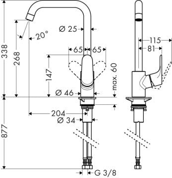 Hansgrohe Focus 260 Eviye Bataryası 31820000