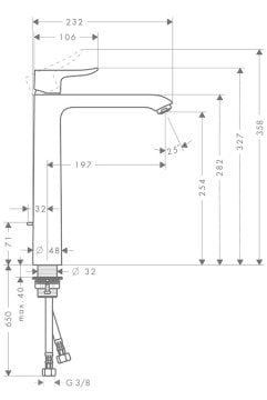 Hansgrohe Metris Yüksek Lavabo Bataryası 31184000