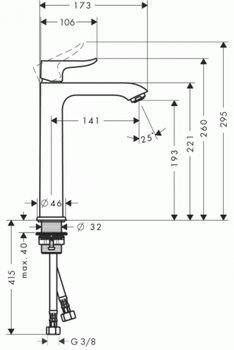 Hansgrohe Metris 200 Yüksek Lavabo Bataryası 31185000