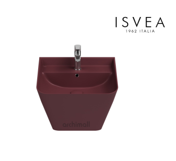 İsvea Sott Aqua Asma Monoblok Lavabo 50 cm Rustik Bordo