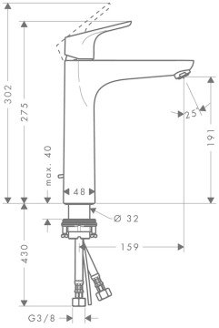 Hansgrohe Focus 190 Yüksek Lavabo Bataryası 31608000