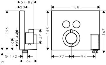 Hansgrohe Ankastre Ecostat Select Termostat Fixfit 2 çıkışlı 15765000