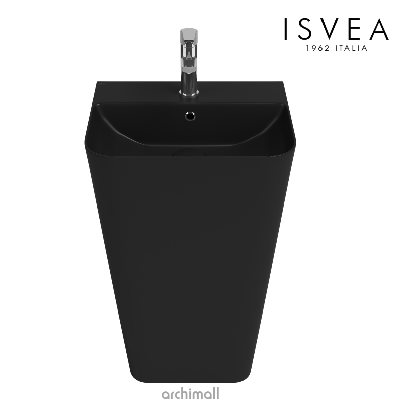 İsvea Sott Aqua Monoblok Yerden Lavabo 50 cm Siyah