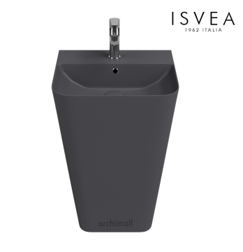 İsvea Sott Aqua Monoblok Yerden Lavabo 50 cm Antrasit