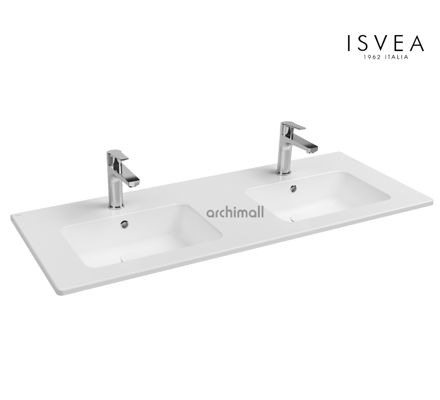 İsvea SistemaT Flat Lavabo 121 cm Çift Hazneli Beyaz
