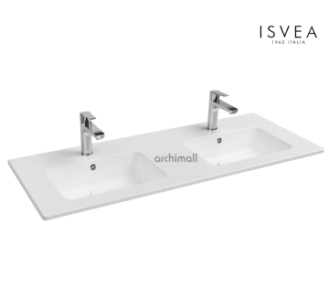 İsvea SistemaT Flat Lavabo 121 cm Çift Hazneli Beyaz