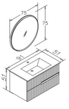 Orka MoonLight 90 cm Asma Banyo Dolabı