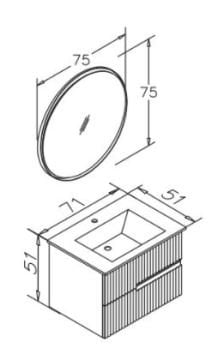 Orka MoonLight 70 cm Asma Banyo Dolabı