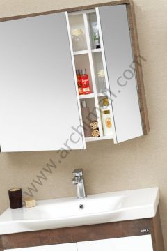 Orka Luna 80 cm Asma Banyo Dolabı-Kahve Taş | Archimall