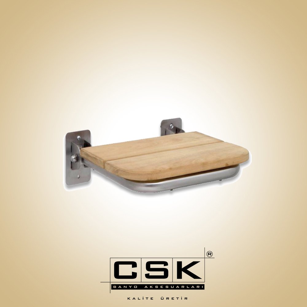 Csk Banyo Ahşap Duş Oturağı 304 Kalite Paslanmaz Çelik BE3009