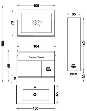 Badella Maya 65 V21 Banyo Dolabı