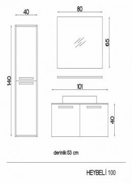 Orka Heybeli 100 cm Asma Banyo Dolabı