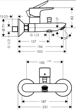 Hansgrohe Talis E Banyo Bataryası Satin Siyah