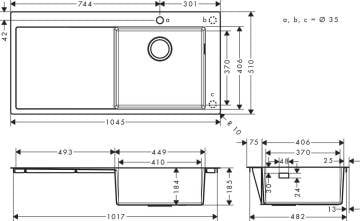 Hansgrohe S715-F450 SOL Damlalıklı Çelik Eviye