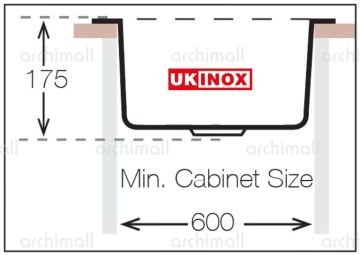 Ukinox Valente D-100 L Siyah Granit Evye