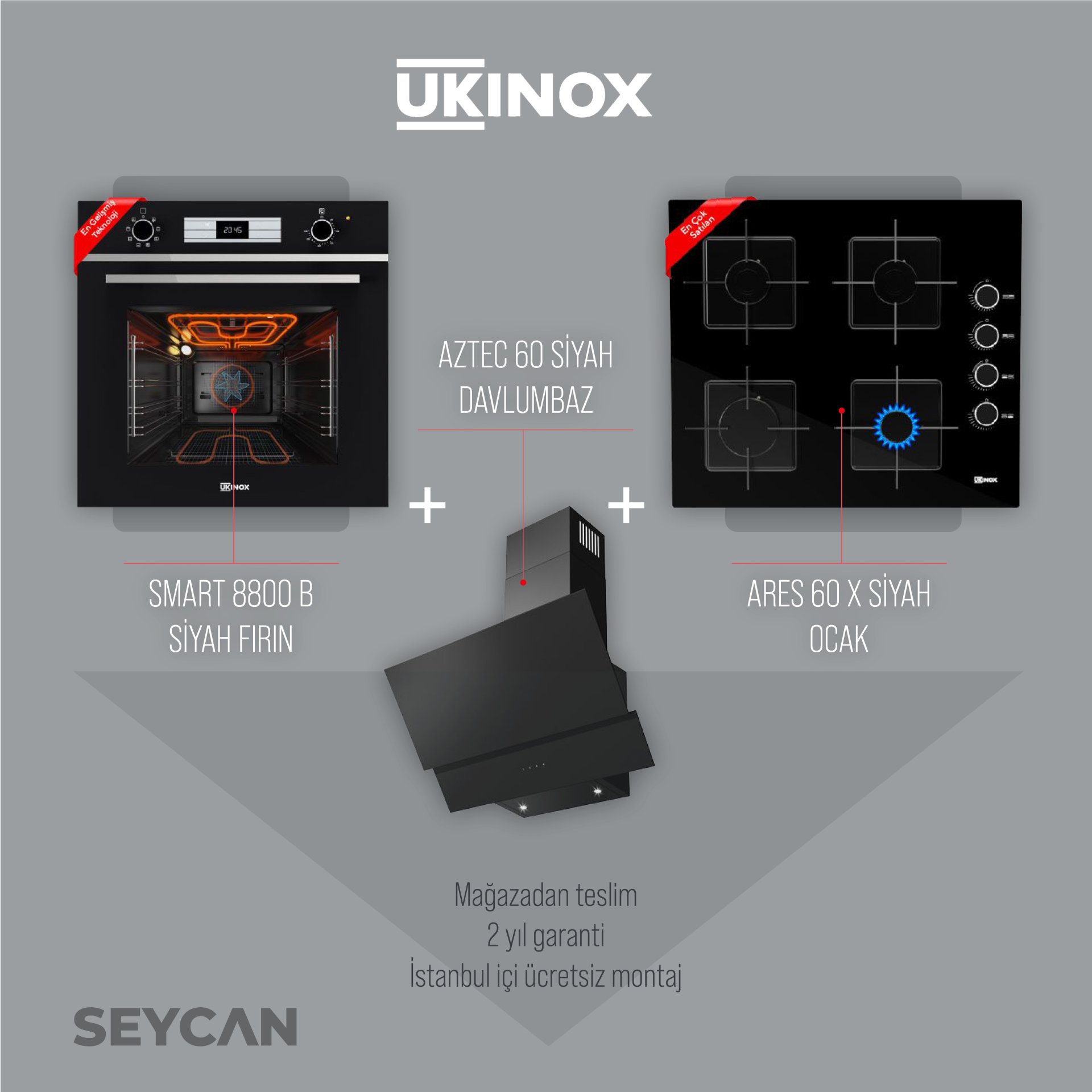 Ukinox Ankastre Mutfak Seti Siyah