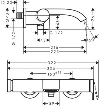 Hansgrohe Vivenis Banyo Bataryası