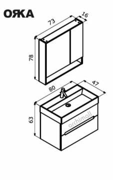 Orka Malta 80 cm Asma Banyo Dolabı