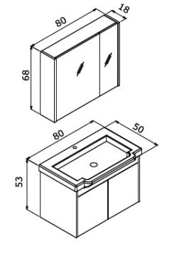 Orka Luna 80 cm Asma Banyo Dolabı Gri Taş