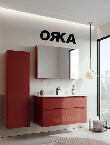 Orka  Messina 100 Ayna Dolaplı Asma Banyo Dolabı