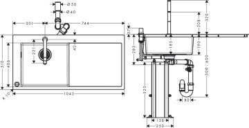 Hansgrohe C71-F450-12 Eviye Kombinasyonu Sağ Damlalıklı 43230000