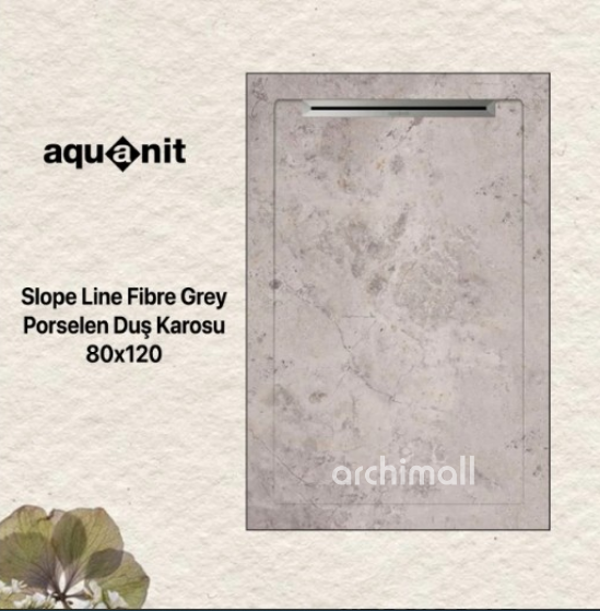 Aquanit 80x120 Slope Line Fibre Grey Porselen Duş Karosu