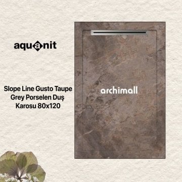 Aquanit 80x120 Slope Line Gusto Taupe Grey Porselen Duş Karosu