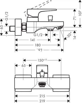Hansgrohe Metropol Aplike Banyo Bataryası 32540000